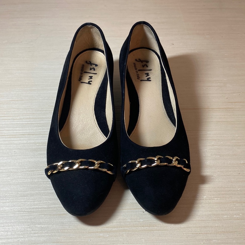 French Sole FS/NY Black Suede Wedges Size 7.5
